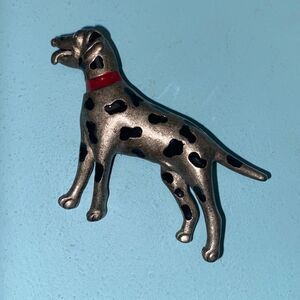 TRIFARI Silver-Tone Red Collar Dalmatian DOG BROOCH